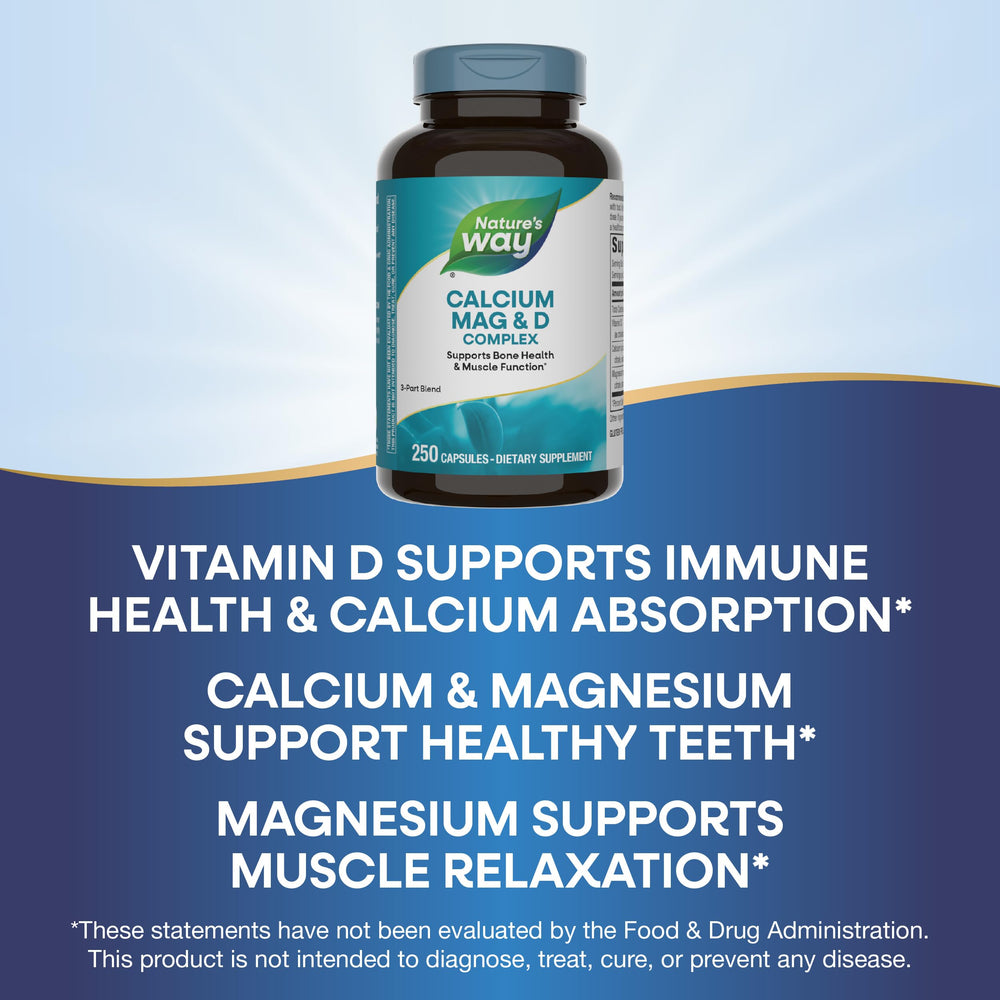 Nature's Way Calcium Magnesium D3 Complex two-pack display for ongoing wellness