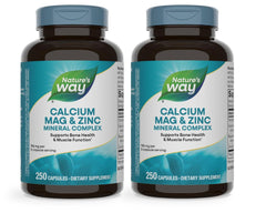 Nature's Way Calcium Magnesium Zinc bottle front showing packaging for bone and muscle support