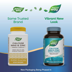 Nature's Way calcium magnesium zinc ingredients panel highlighting essential minerals