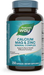 Nature's Way Calcium Magnesium Zinc bottle for bone health and muscle function