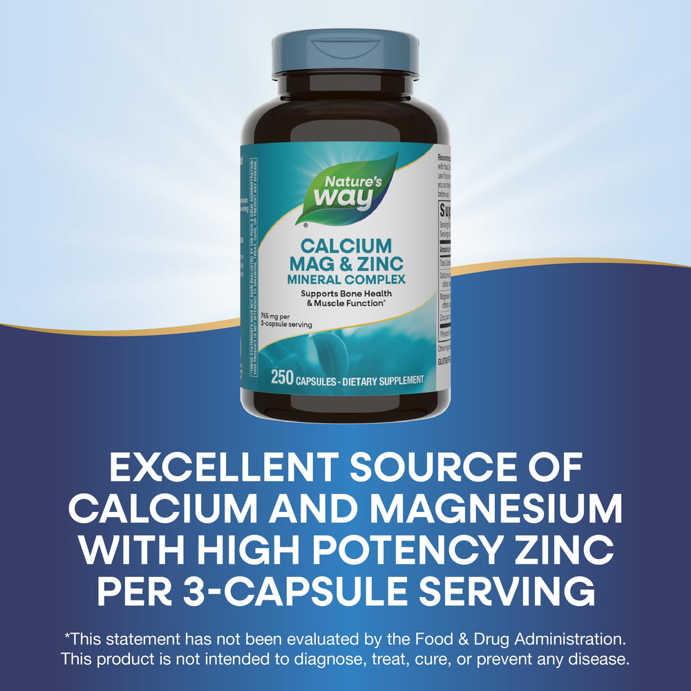 Three-capsule serving graphic highlighting zinc potency
