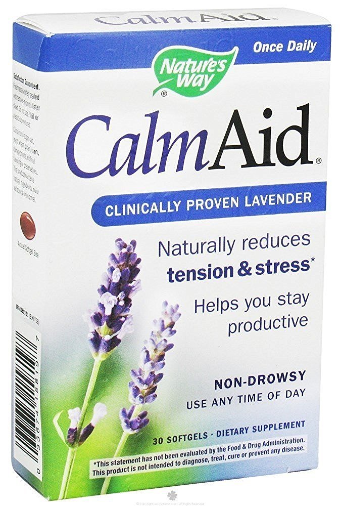 Nature's Way Calm-aid bottle with softgels for daily calm moments