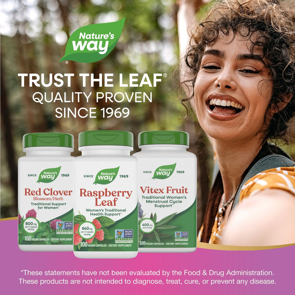 Nature's Way frambuesa hojas, uso diario vegano y sin gluten