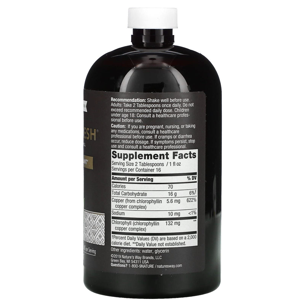 Nature's Way Chlorofresh bottle label view, 16 oz packaging and content details.