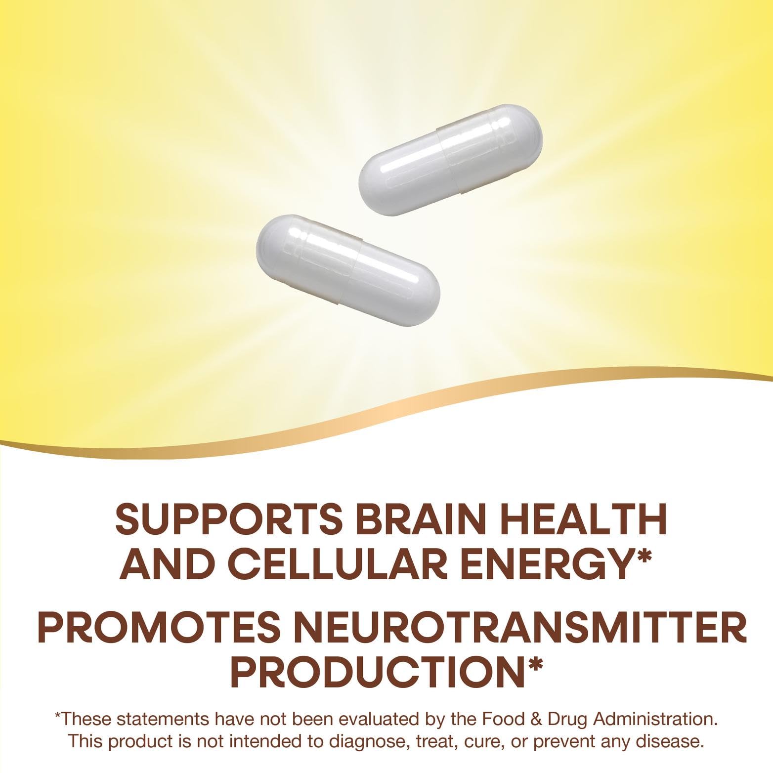 Nature's Way Choline & Inositol capsules close-up, convenient two-capsule serving