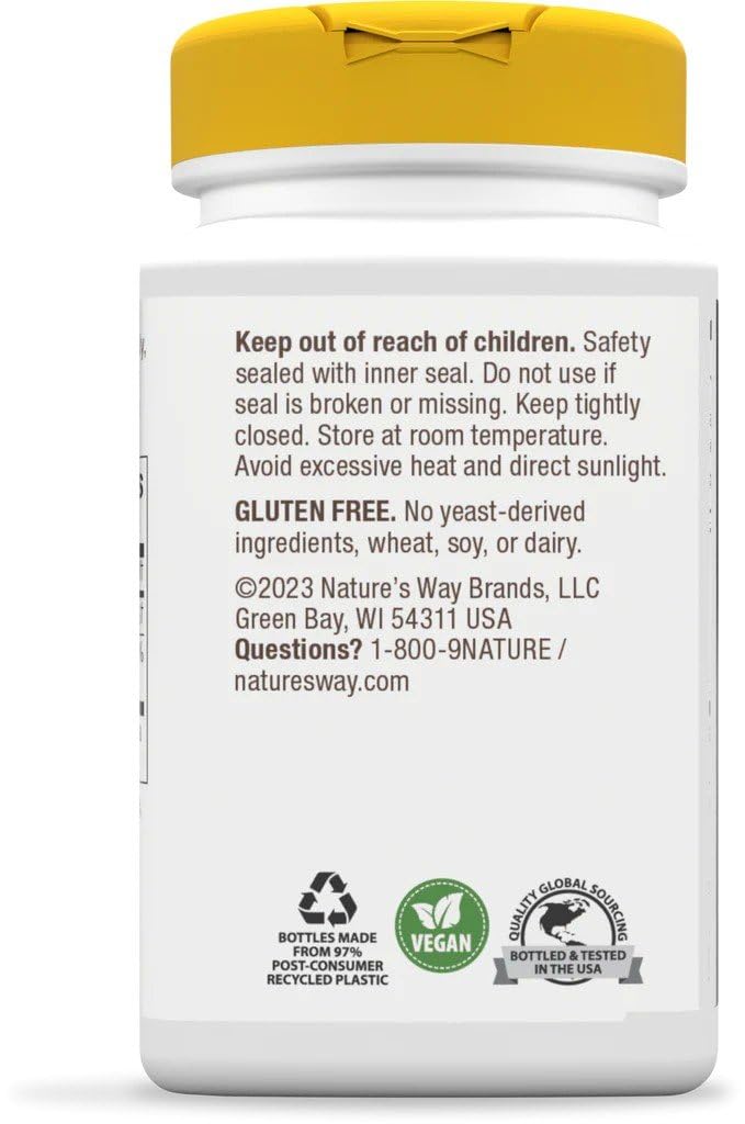 Nature's Way Choline tablets 100-count shown on label close-up for easy routine.