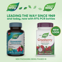 Nature's Way Cranberry Premium Blend tablets close-up, convenient daily dose.