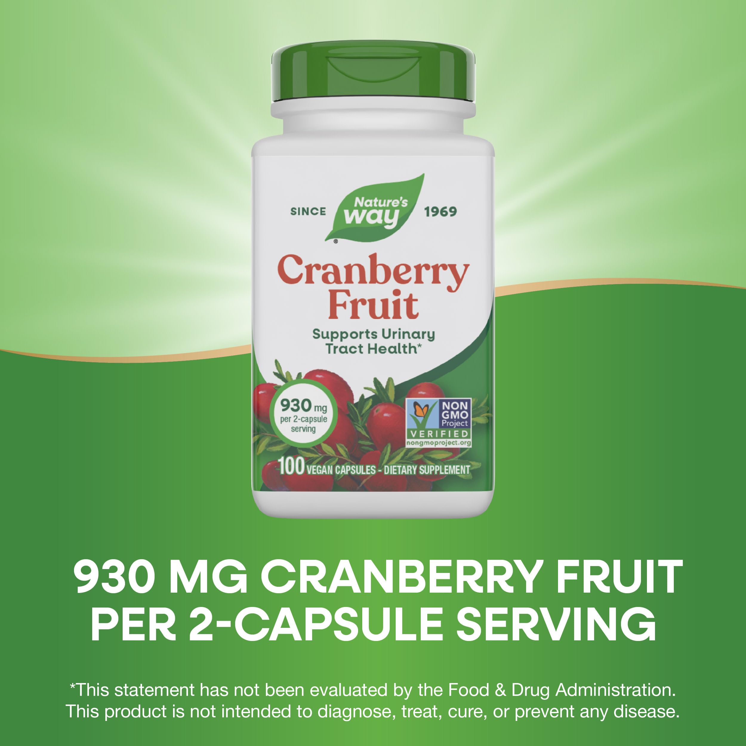 Adult daily routine with Nature's Way Cranberry: two capsules and a glass of water