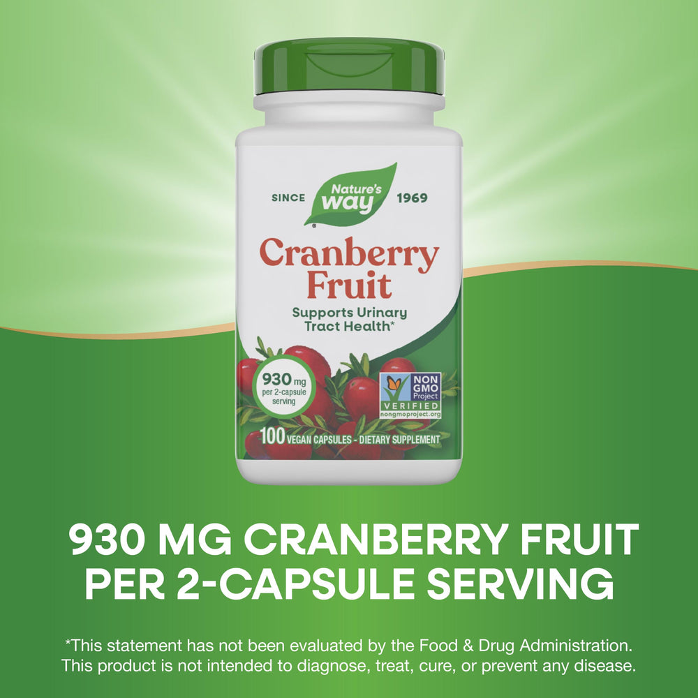 Adult daily routine with Nature's Way Cranberry: two capsules and a glass of water