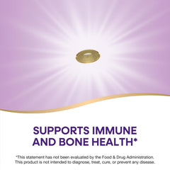 Close-up of Nature's Way D3 capsule highlighting calcium absorption benefits.