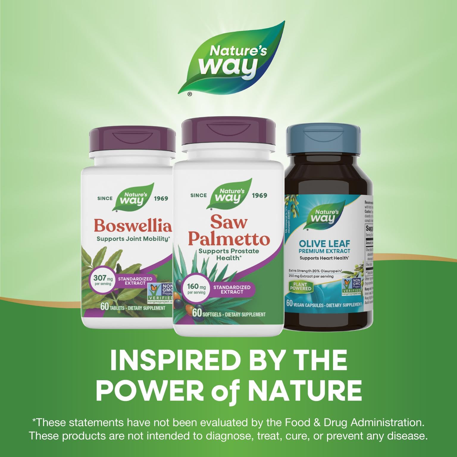 Nature's Way Saw Palmetto capsules ready to be taken with meals.