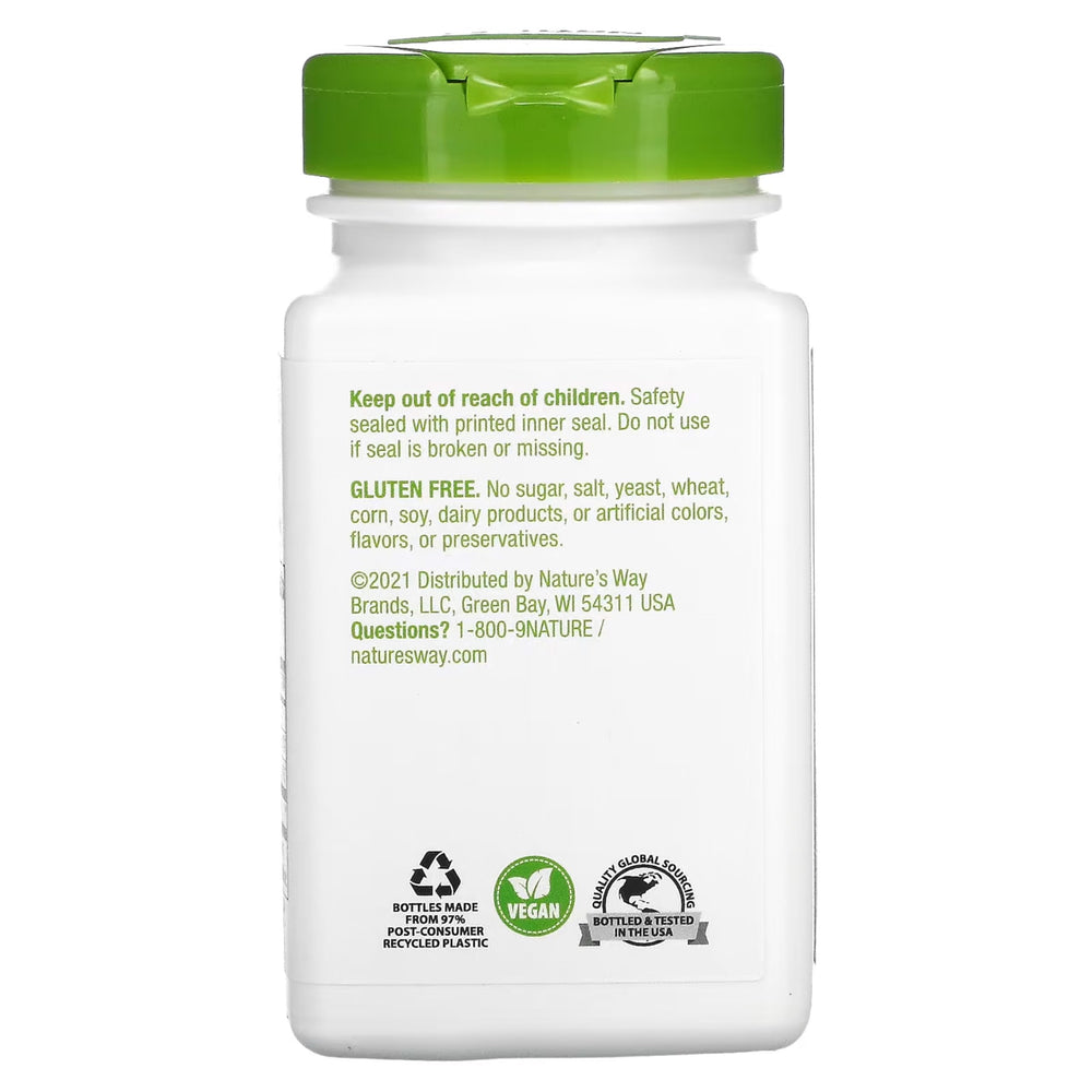 Nature's Way Dandelion Root bottle and capsules close-up with earthy bitter notes.