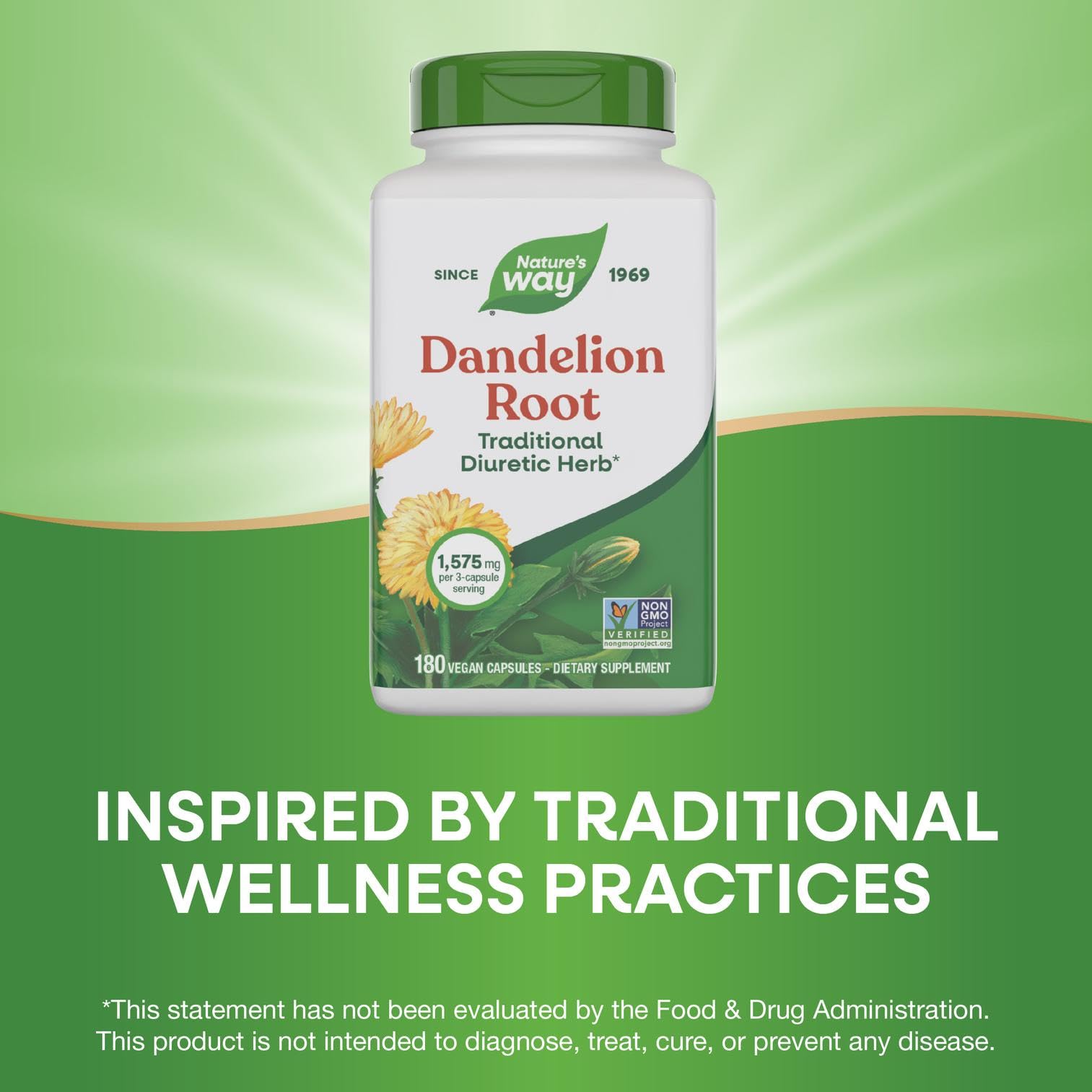 Nature's Way Dandelion Root packaging variation emphasizes natural design