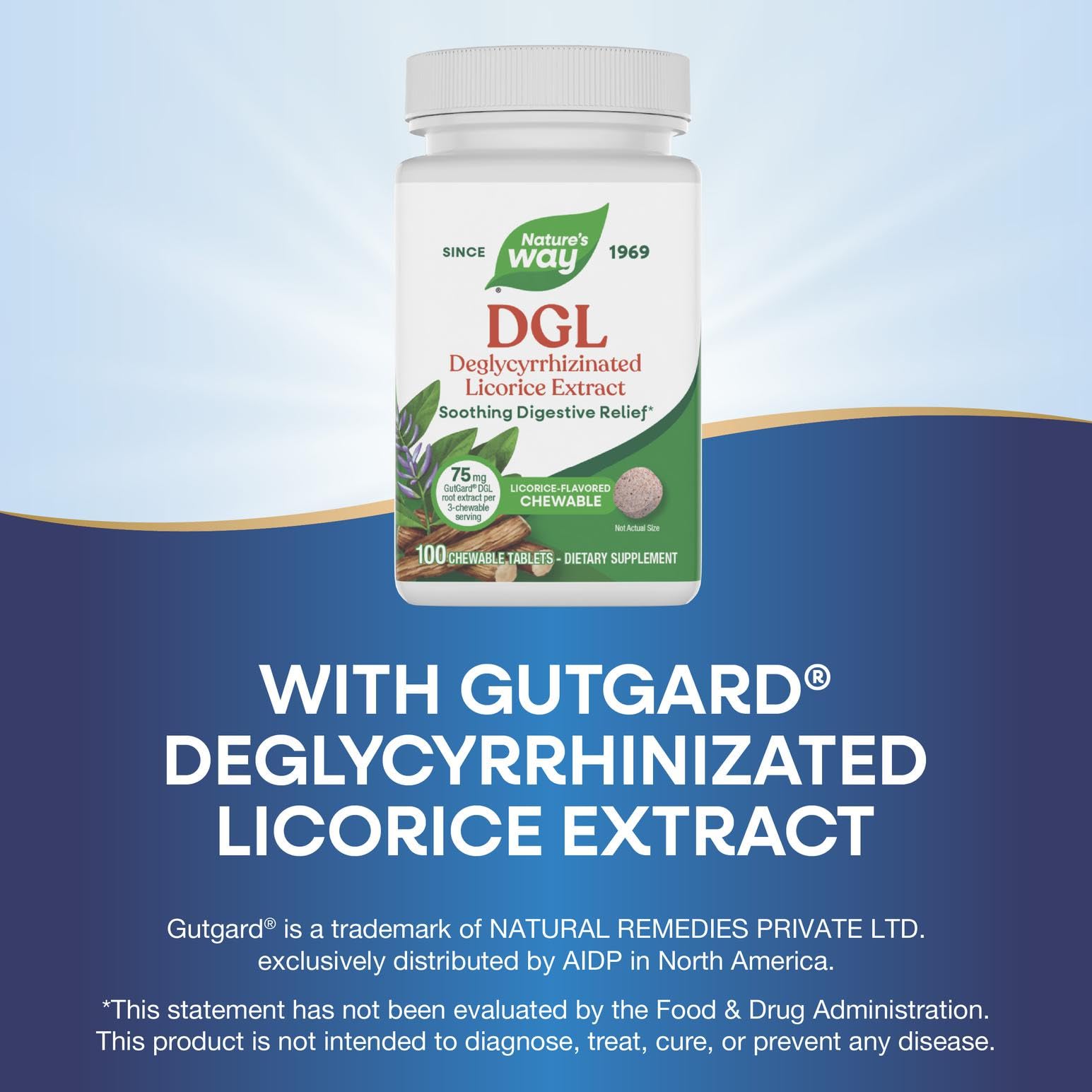 Nature's Way DGL label highlighting deglycyrrhizinated licorice extract.