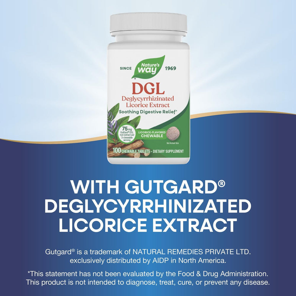 Nature's Way DGL label highlighting deglycyrrhizinated licorice extract.