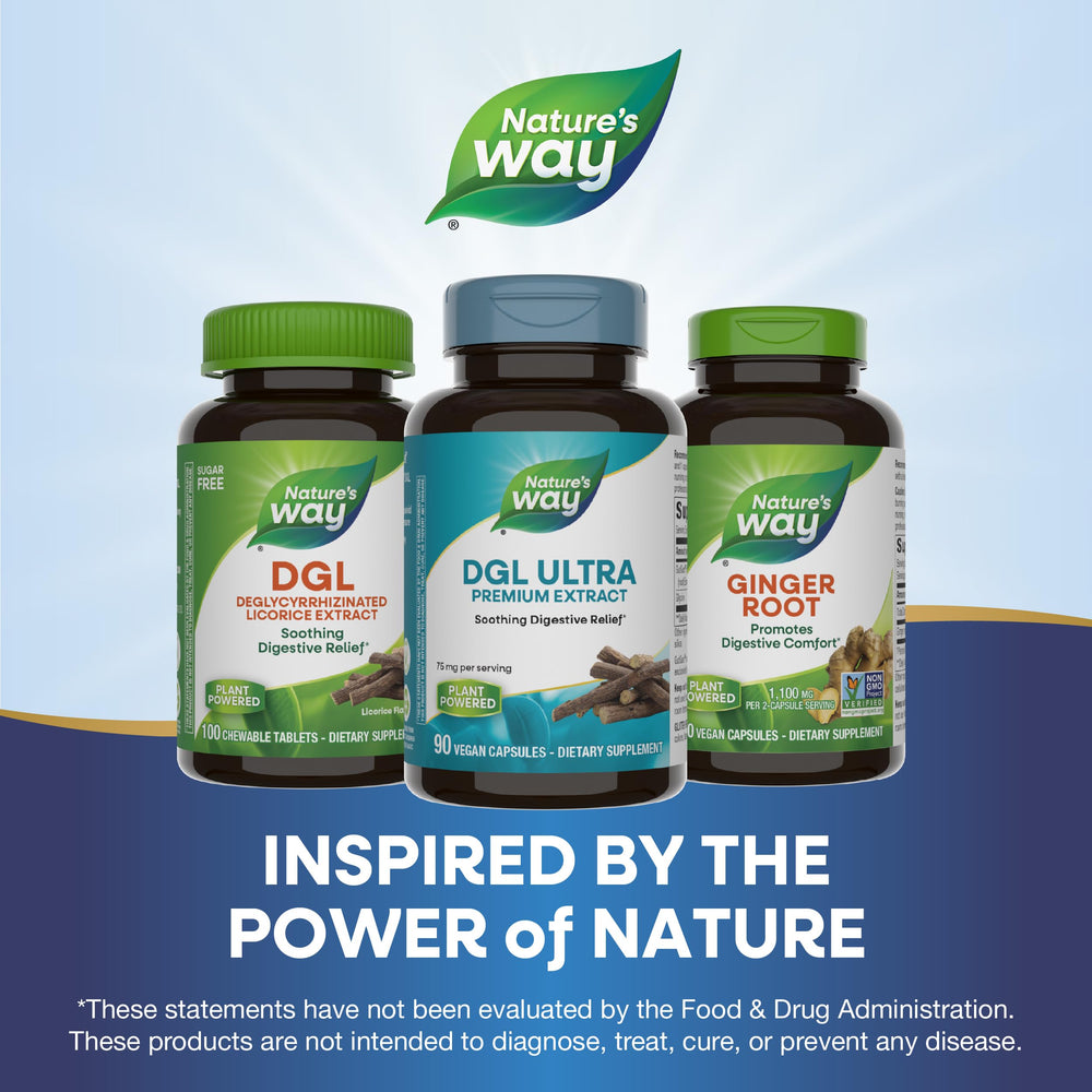 Nature's Way DGL Ultra user taking a capsule after a meal.
