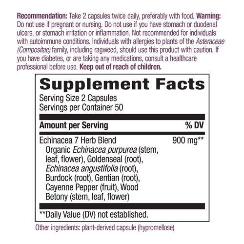 Label on Nature's Way Echinacea Goldenseal details ingredients and general usage.