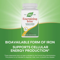 Gluten-free badge visible on Nature's Way Energizing Iron packaging.