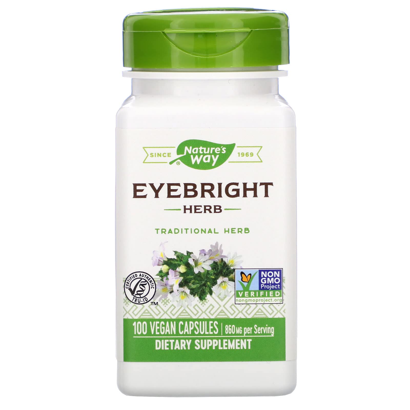 Nature's Way Eyebright bottle label for easy daily use.