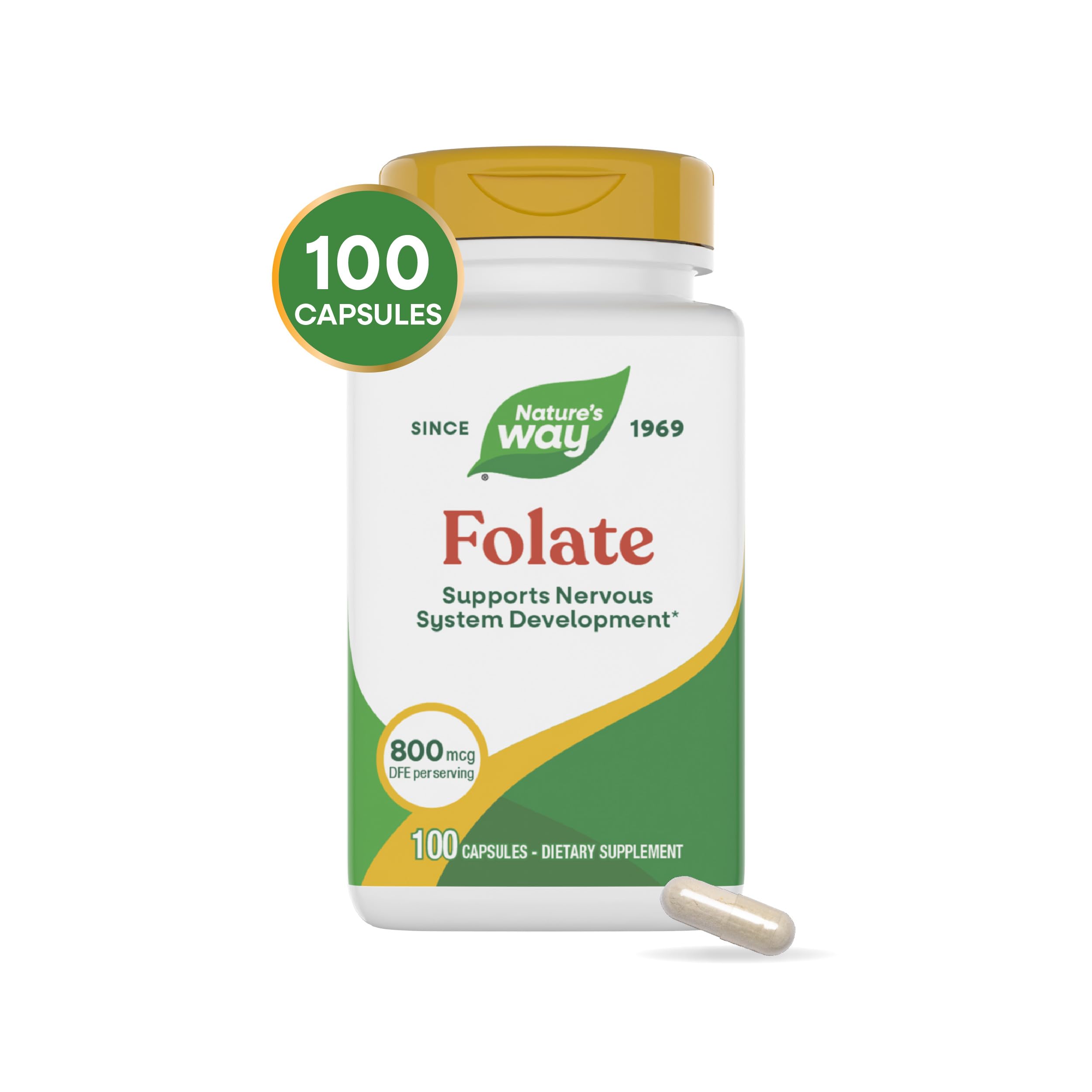 Nature's Way Folic Acid bottle with quality seal conveys trust