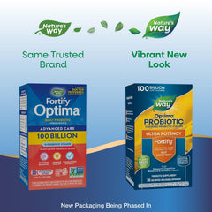 Fortify Optima label highlights 15 strains and 100B CFU