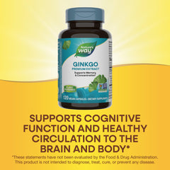 Nature's Way Ginkgo 24% flavone glycosides highlight standardized potency.
