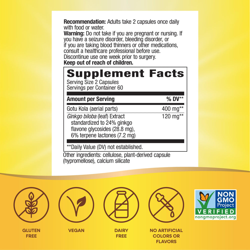 Nature's Way Ginkgo 6% terpene lactones panel indicates strong active profile.