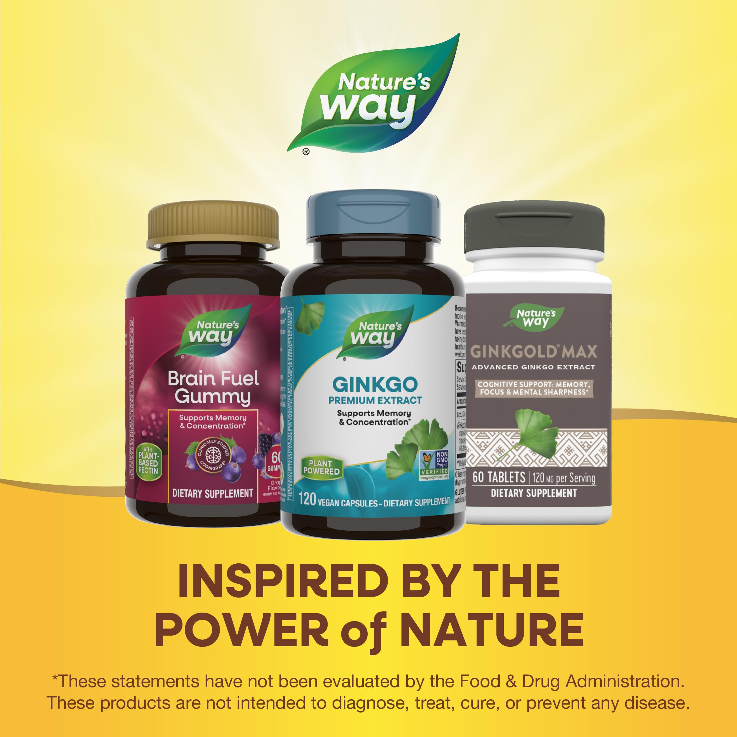 Nature's Way Ginkgo capsules ready to support daily focus.