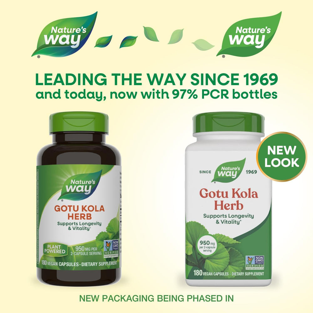 Gotu Kola capsules closeup highlighting easy 2-capsule serving.