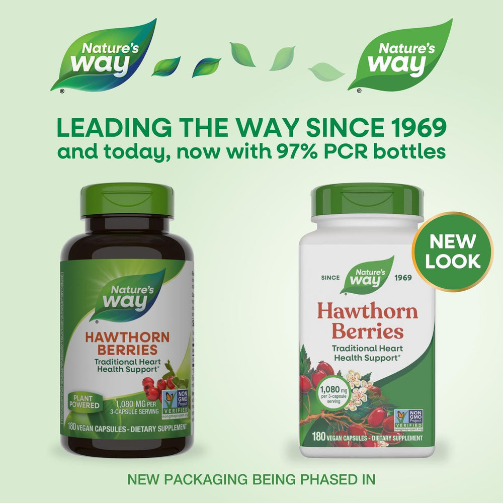 Nature's Way Hawthorn Berries label emphasizes clean ingredients