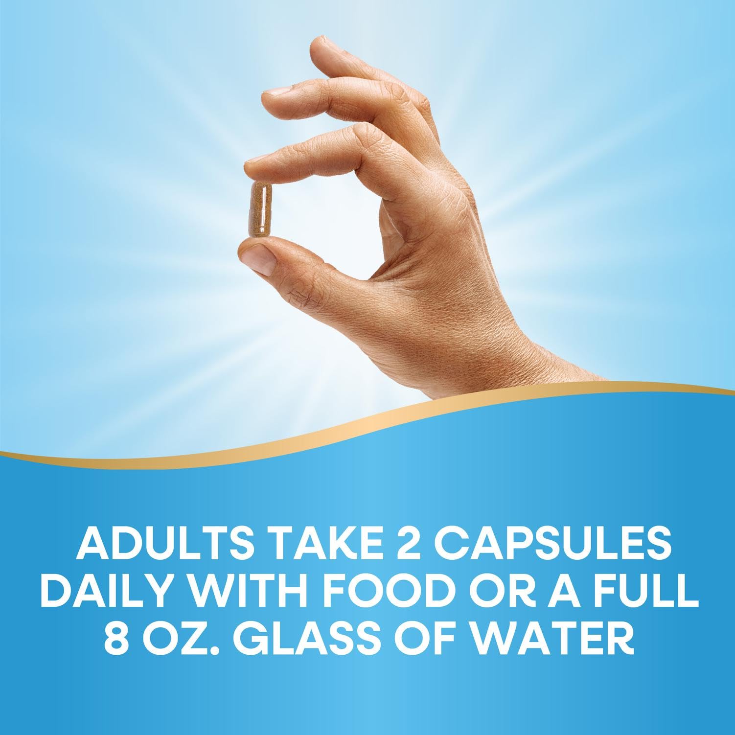 Nature's Way Hops Flowers daily-use image showing a 2-capsule serving