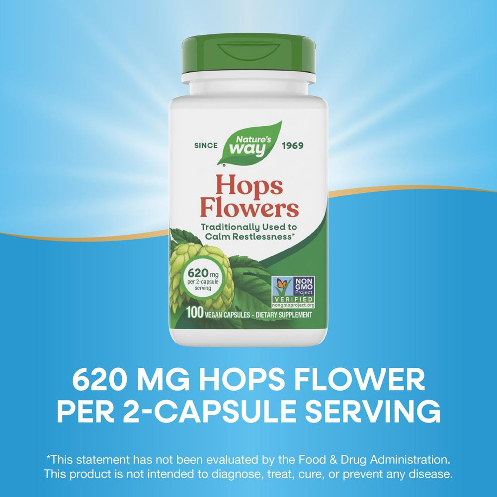Nature's Way Hops Flowers packaging highlighting eco-friendly recycled materials