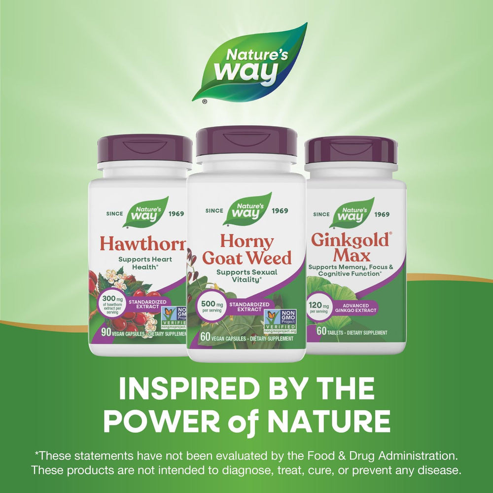 Vegan-friendly Nature's Way Horny Goat Weed suited for wellness-focused lifestyles
