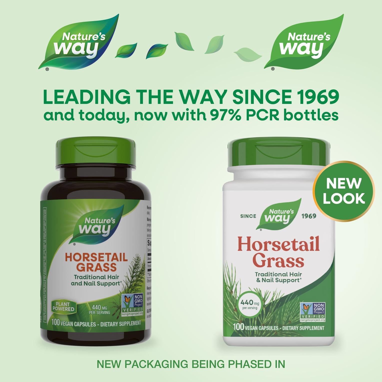 Nature's Way Horsetail Grass label highlights traditional hair and nail support.
