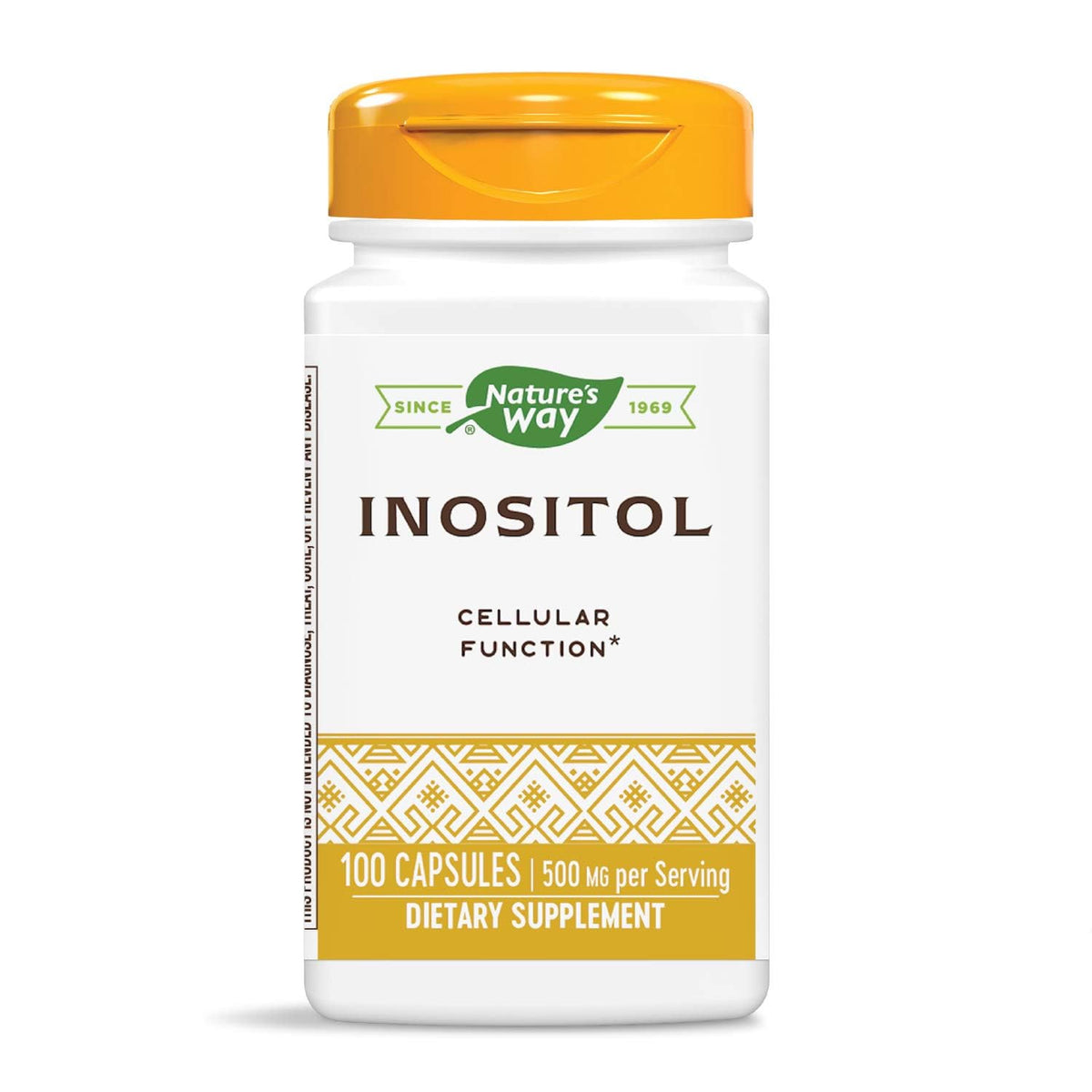 Nature's Way Inositol bottle with capsules supports cellular membrane nutrient transfer.