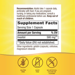 Nature's Way Inositol bottle highlights phospholipid precursor and neurotransmitter support.