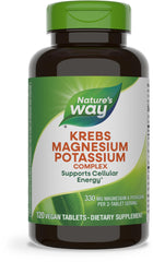 Nature's Way Krebs Magnesium Potassium bottle showing daily energy support benefits