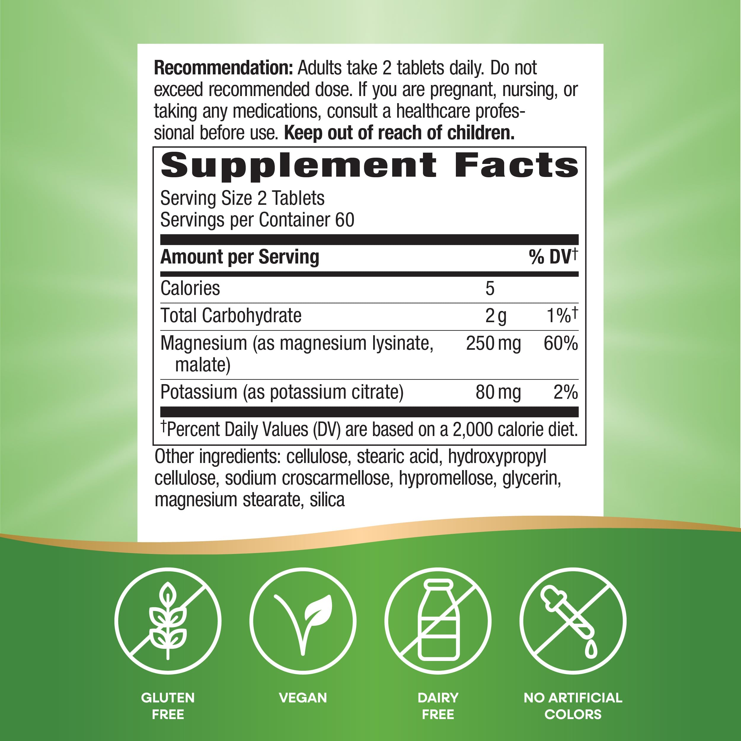 Vegan gluten-free Krebs Magnesium Potassium formula on label interest
