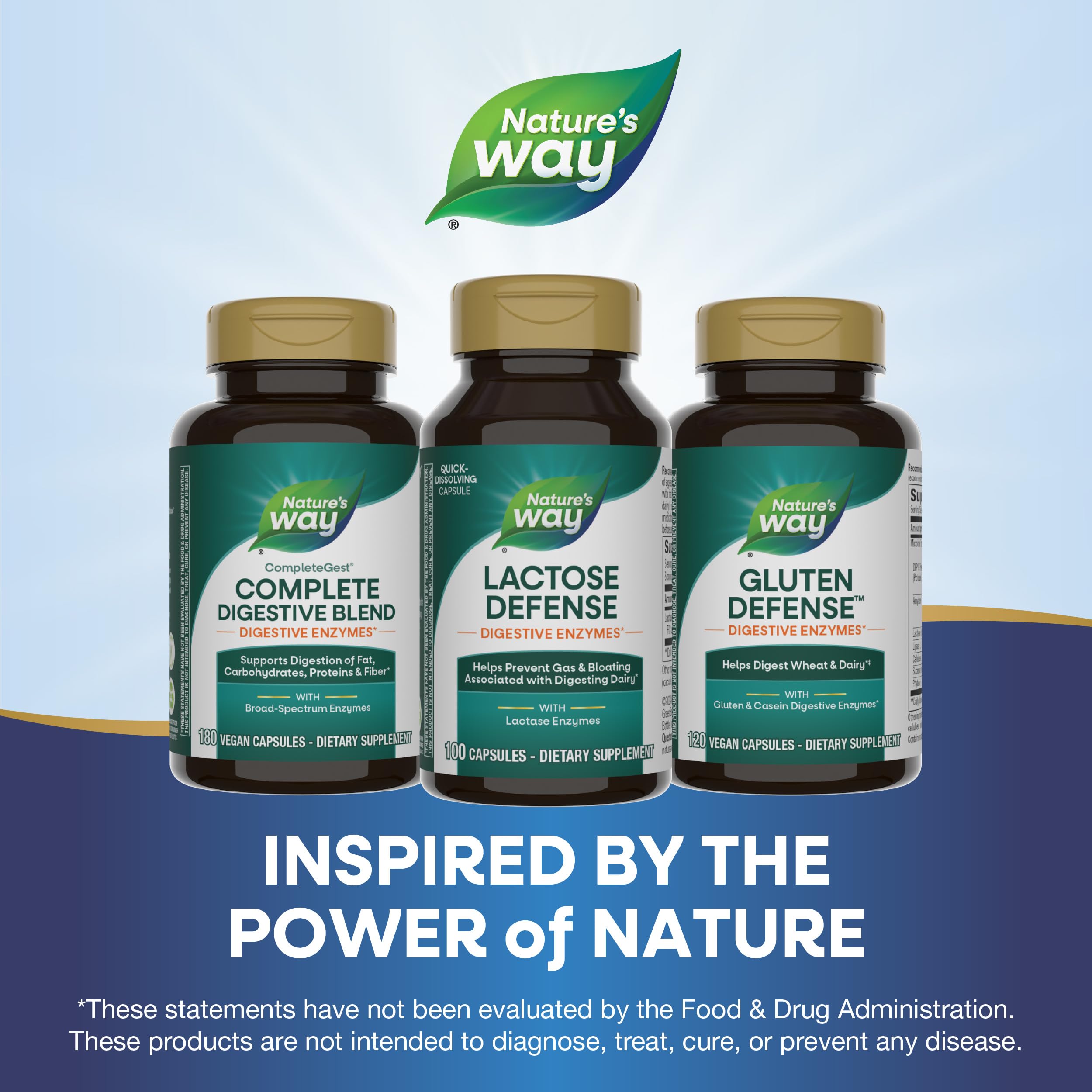 Nature's Way Lactose Defense box with capsules beside dairy foods.
