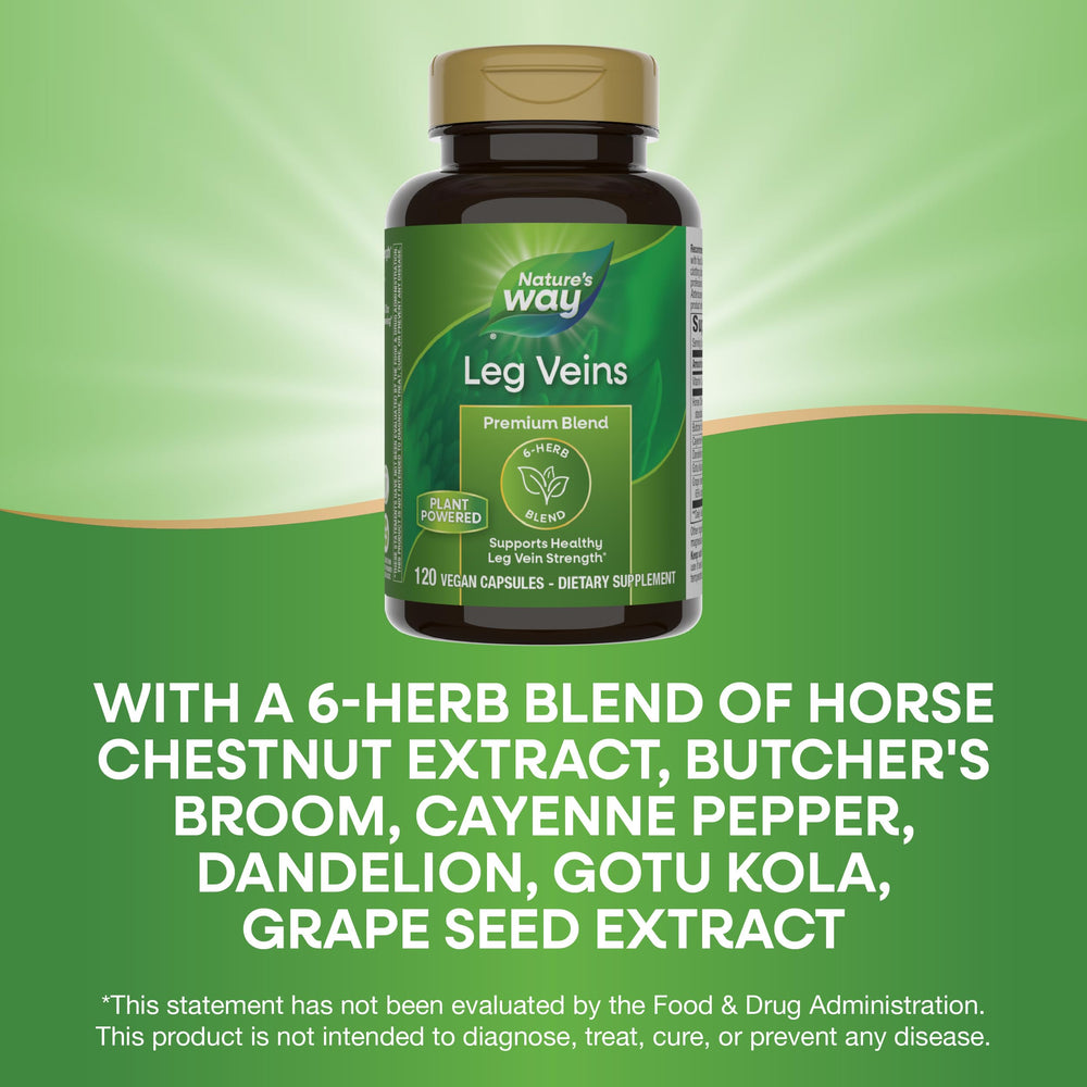 Nature's Way Leg Veins packaging photo suggests premium wellness from nature
