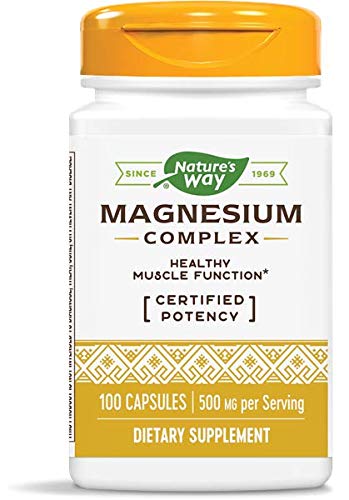 Nature's Way Magnesium Complex bottle front showing high potency formula for muscle support