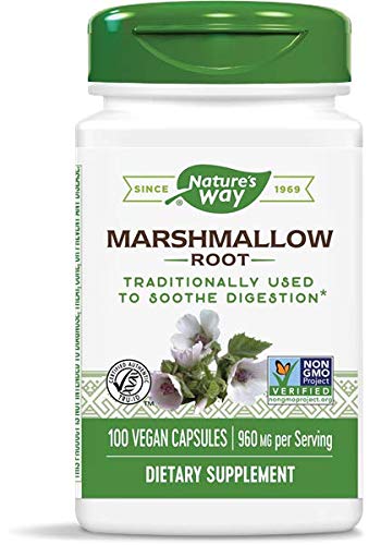 Nature's Way Marshmallow Root bottle displaying brand and capsule form.
