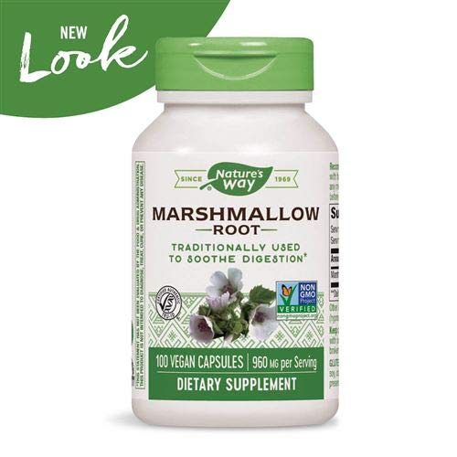 Nature's Way Marshmallow Root capsules arranged for a quick daily dose.