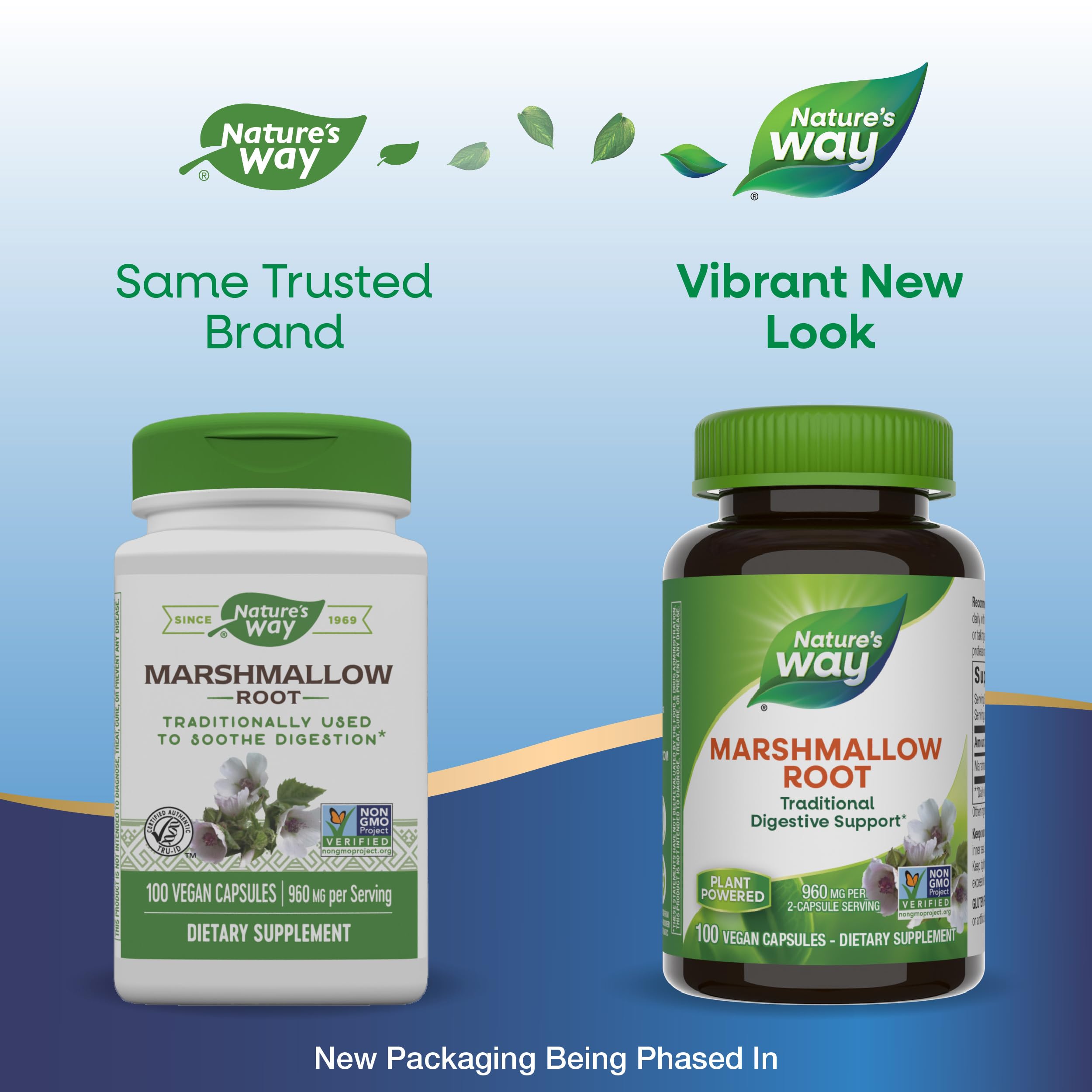 Nature's Way Marshmallow Root daily dose suggests a simple two-capsule routine