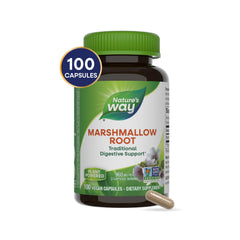 Nature's Way Marshmallow Root label displaying gluten-free and dairy-free formulation