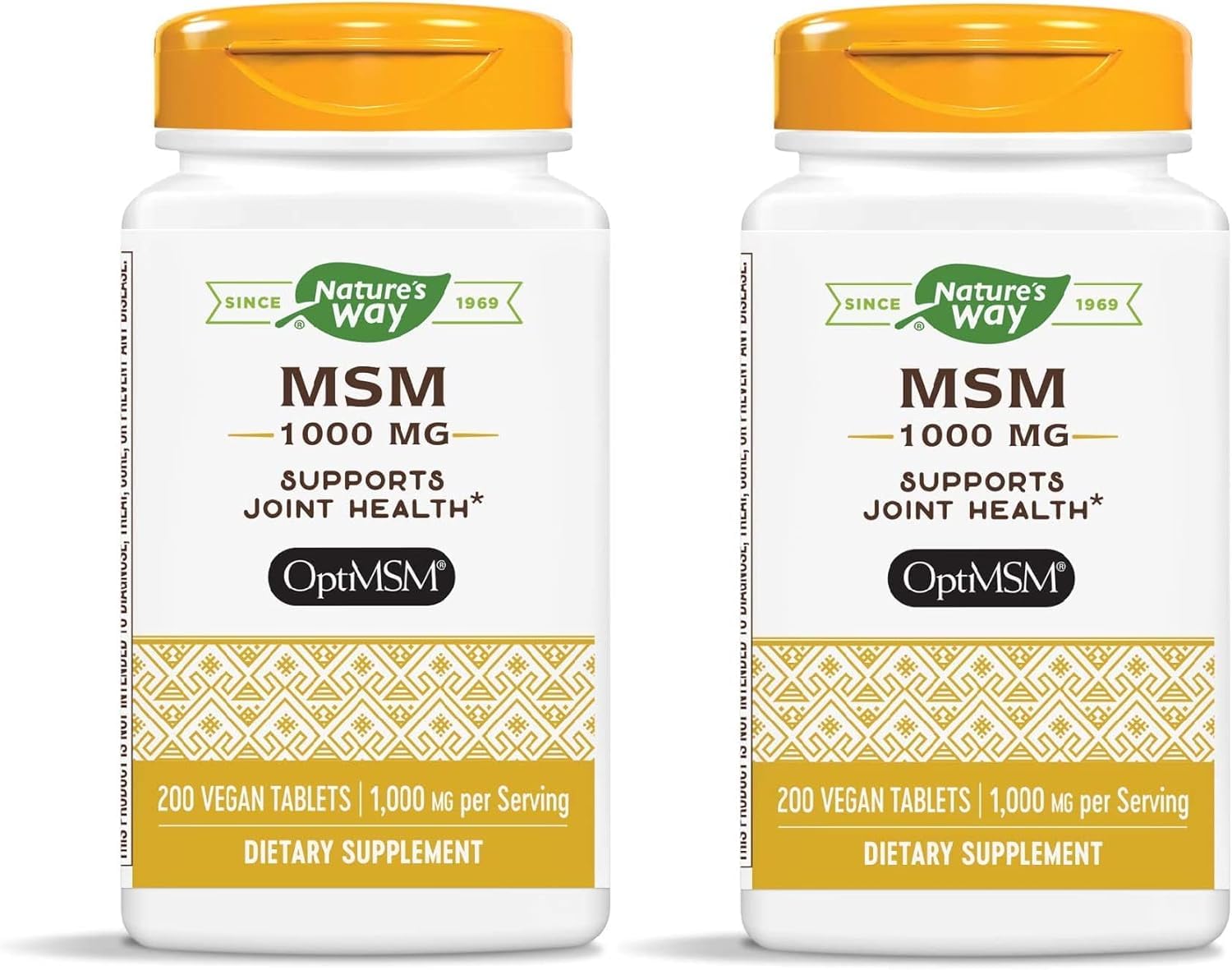 Nature's Way MSM 1000 mg bottle, showcasing a pure joint support formula.