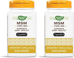 Nature's Way MSM 1000 mg bottle, showcasing a pure joint support formula.