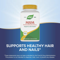 Gluten-free and vegan label on Nature's Way MSM 1000mg package.