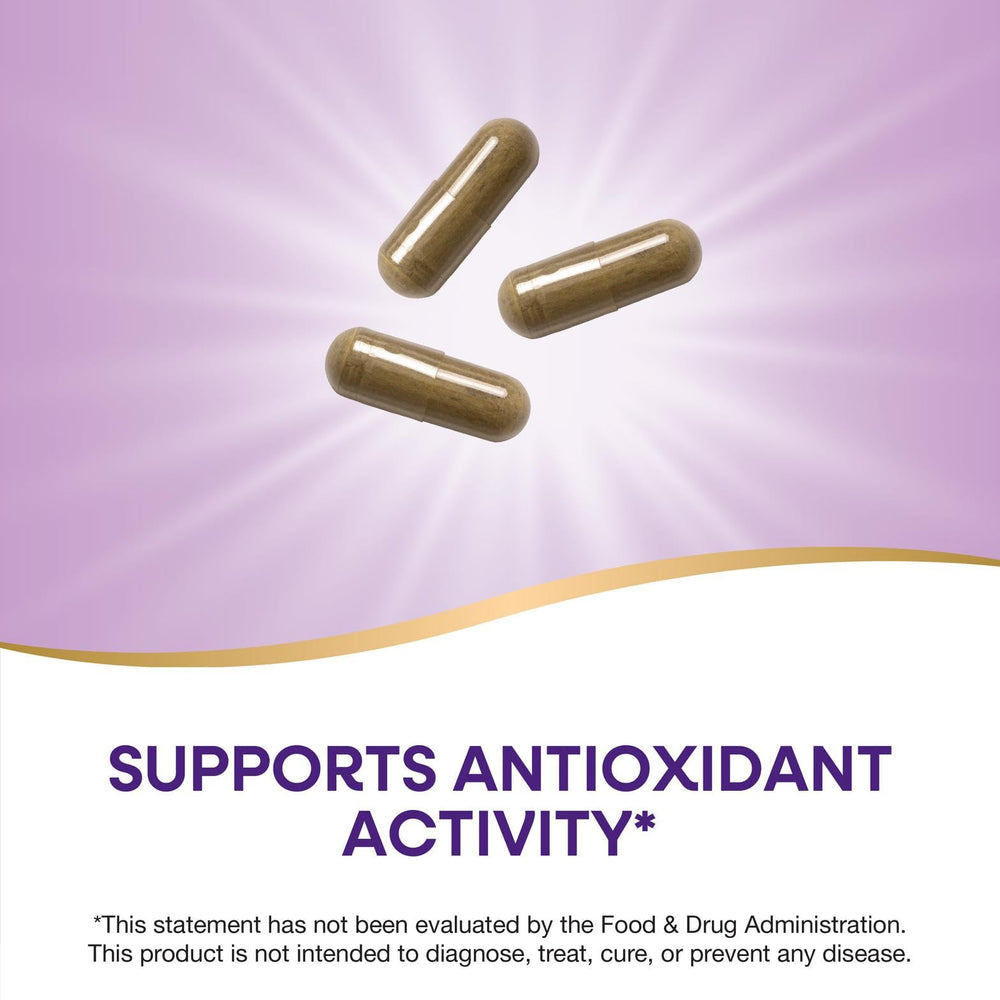 Serving photo of Nature's Way Olive Leaf showing three capsules per serving for 1,500 mg.