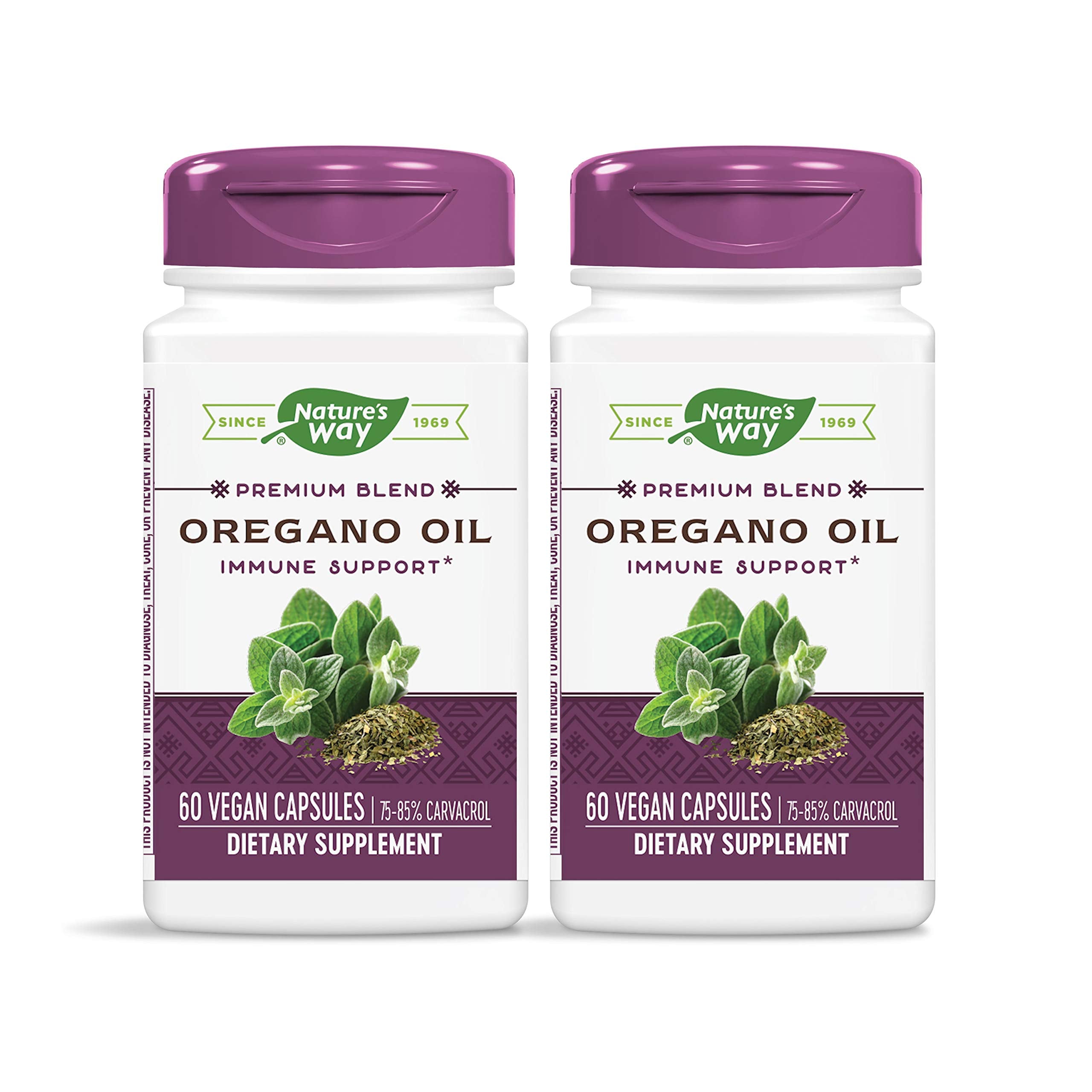 Nature's Way Oregano Oil bottle front showing carvacrol-rich formula for immune support
